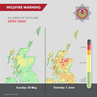 Scottish Fire and Rescue Service wildfire warning map